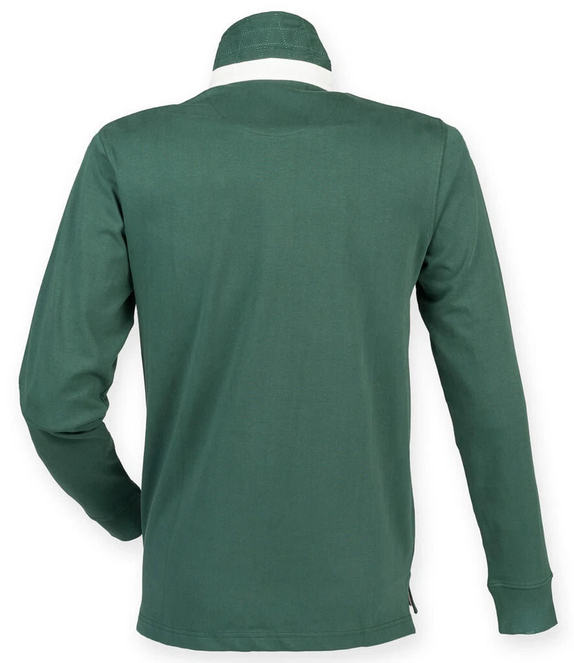 Front Row Mens Rugby Shirt Slim Fit Long Sleeve Premium Cotton Collared Top