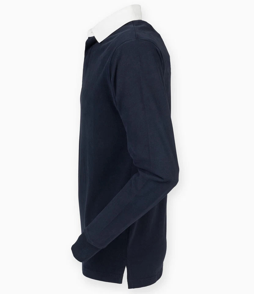 Front Row Mens Rugby Shirt Slim Fit Long Sleeve Premium Cotton Collared Top