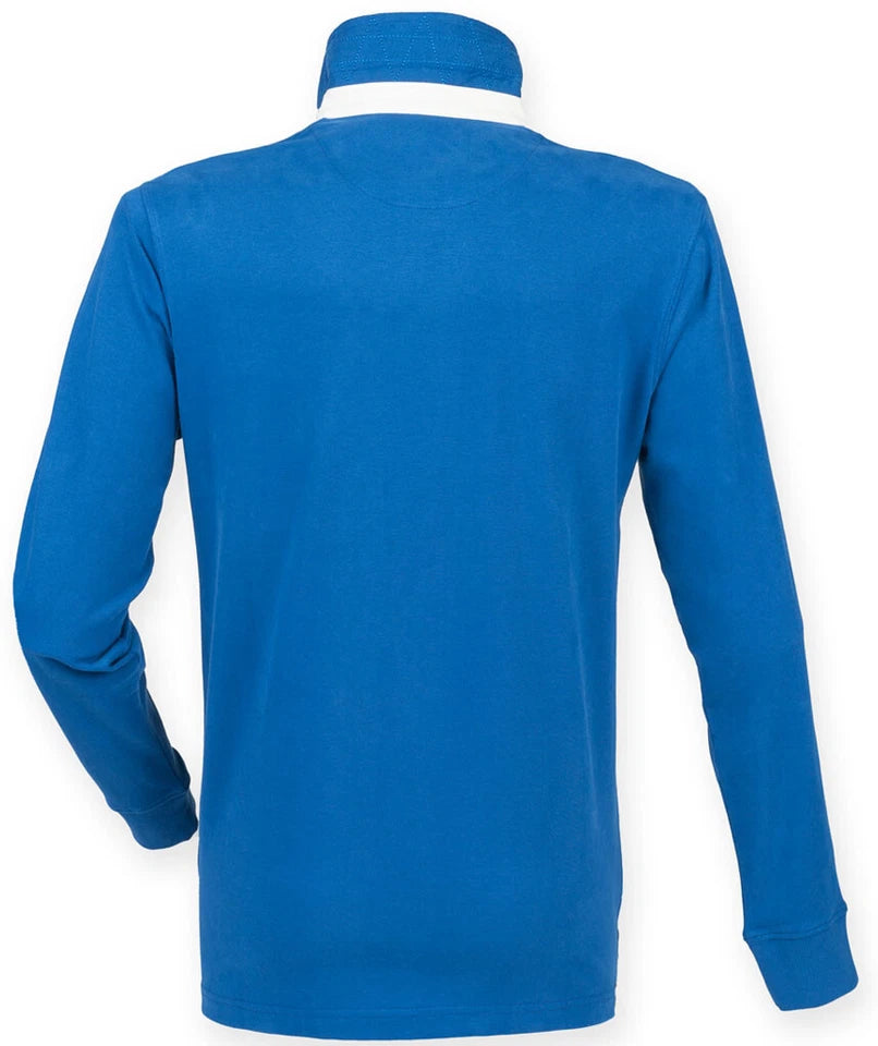 Front Row Mens Rugby Shirt Slim Fit Long Sleeve Premium Cotton Collared Top
