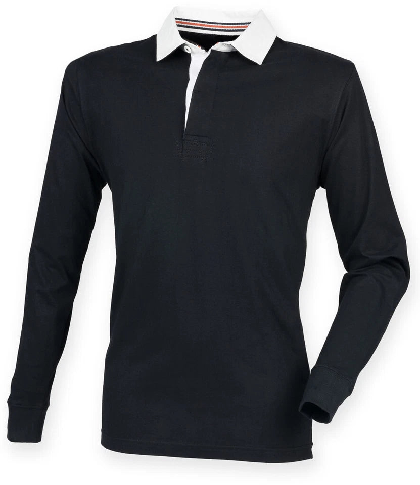 Front Row Mens Rugby Shirt Slim Fit Long Sleeve Premium Cotton Collared Top
