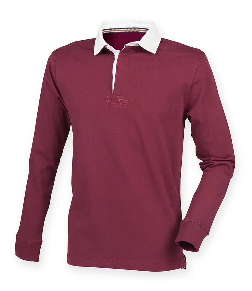 Front Row Mens Rugby Shirt Slim Fit Long Sleeve Premium Cotton Collared Top