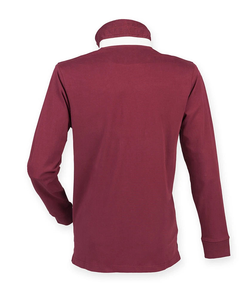 Front Row Mens Rugby Shirt Slim Fit Long Sleeve Premium Cotton Collared Top