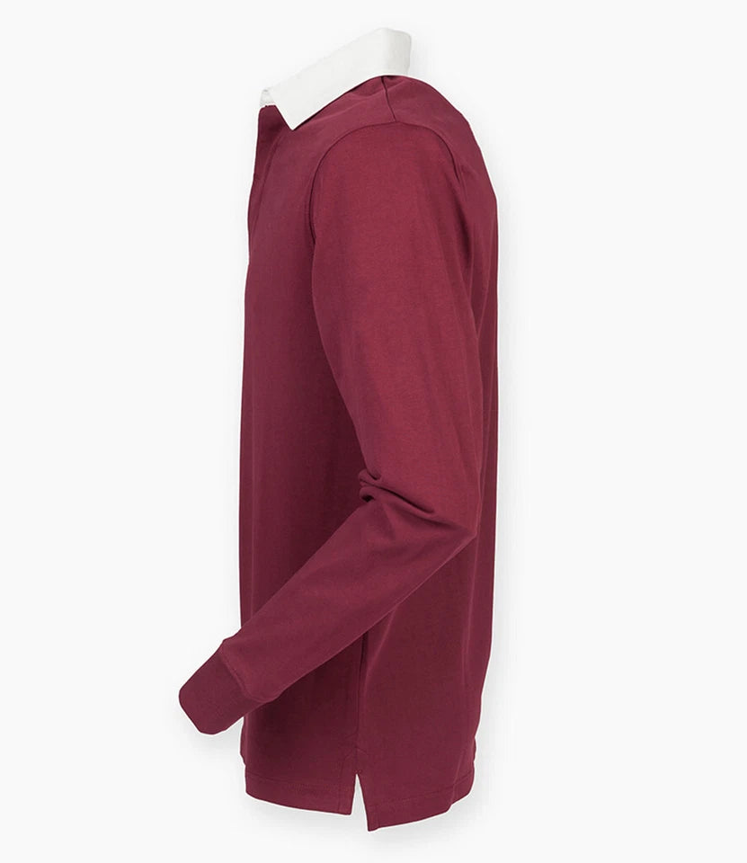 Front Row Mens Rugby Shirt Slim Fit Long Sleeve Premium Cotton Collared Top