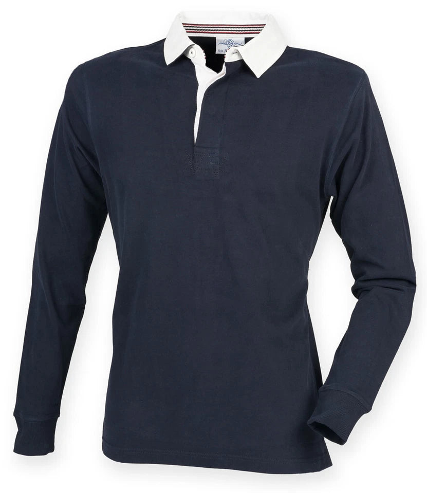 Front Row Mens Rugby Shirt Slim Fit Long Sleeve Premium Cotton Collared Top