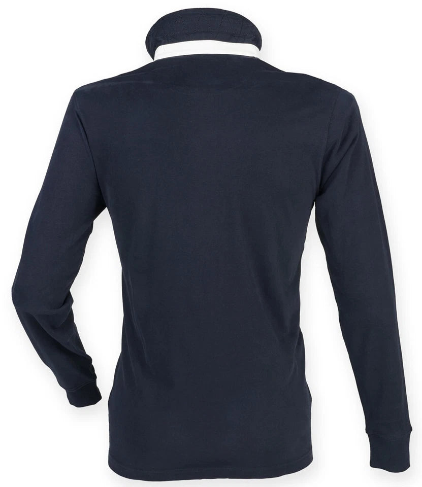 Front Row Mens Rugby Shirt Slim Fit Long Sleeve Premium Cotton Collared Top