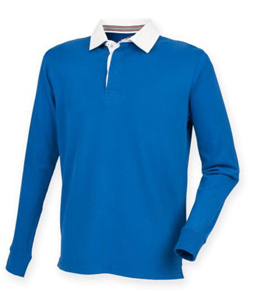 Front Row Mens Rugby Shirt Slim Fit Long Sleeve Premium Cotton Collared Top