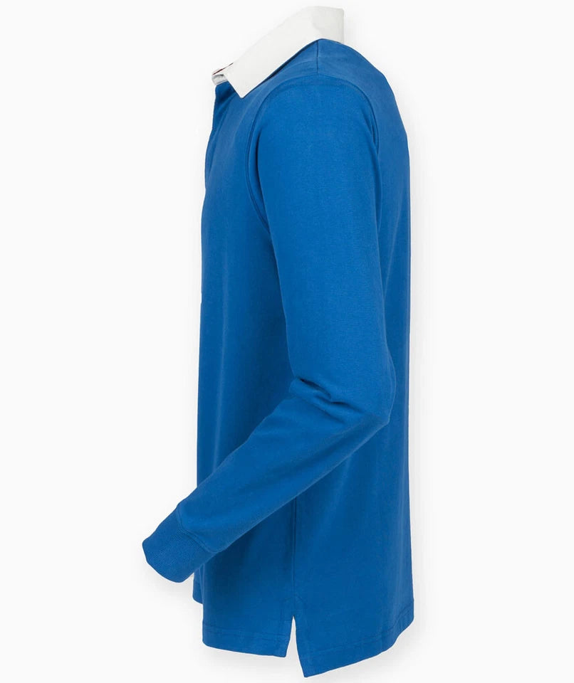 Front Row Mens Rugby Shirt Slim Fit Long Sleeve Premium Cotton Collared Top